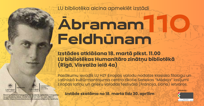 Izstāde “Ābramam Feldhūnam — 110” LU bibliotēkā