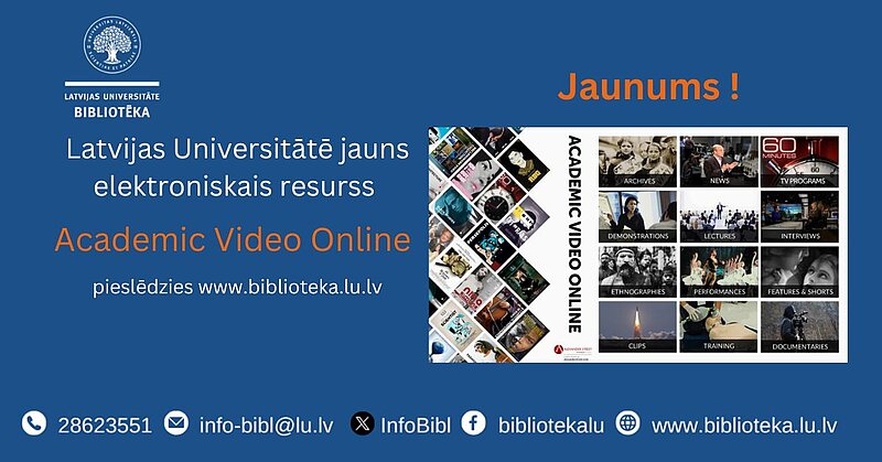 Latvijas Universitātē jauns elektroniskais resurss – Academic Video Online 